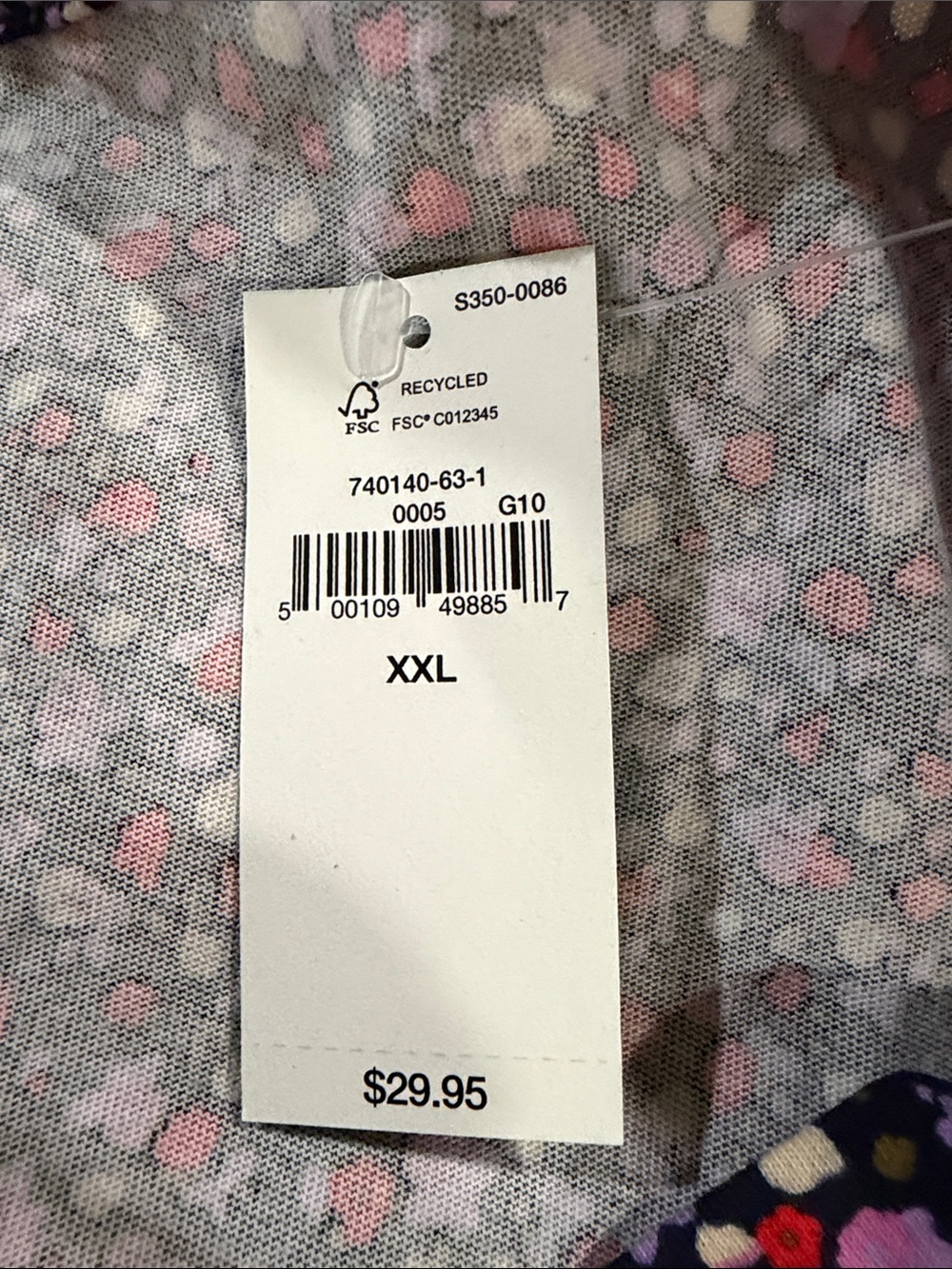 GAP Black Short Sleeve V-Neck Top with Pink Floral Print - Picture 4 of 4